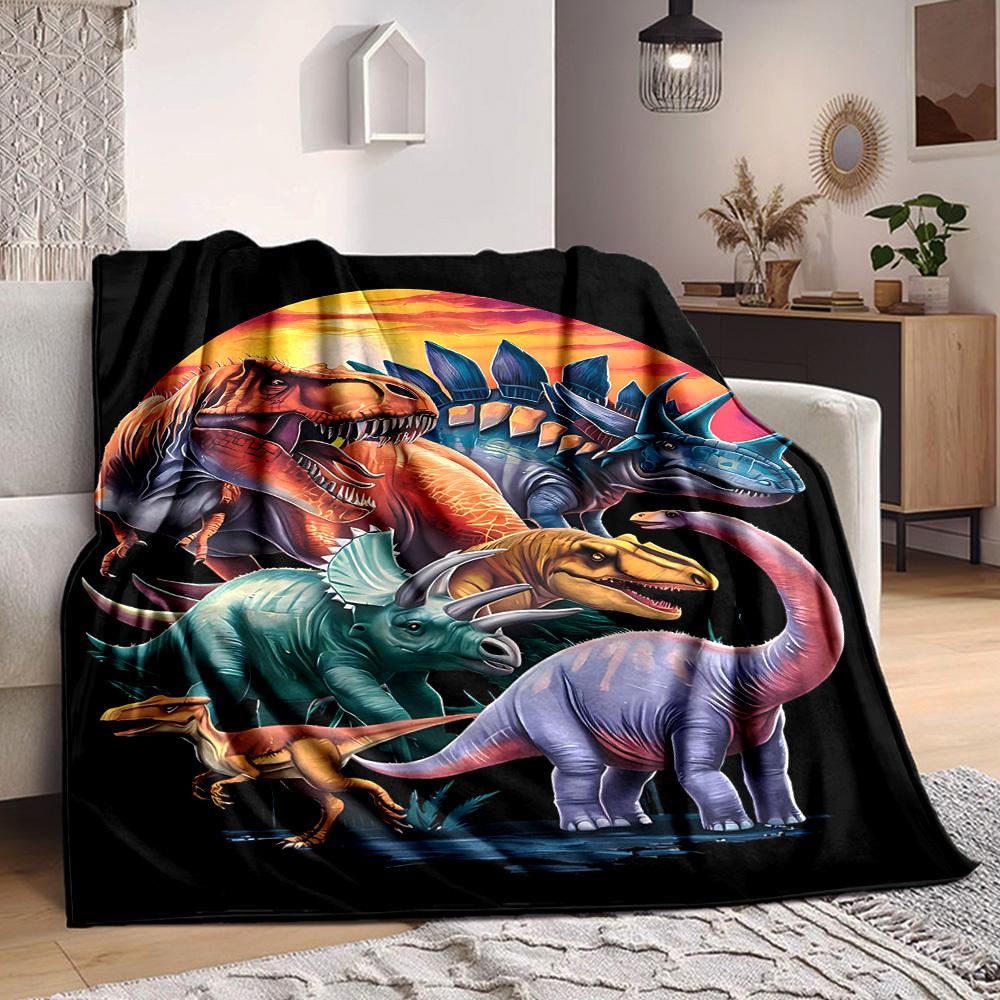 1PC Dinosaur Illustration Blanket - Soft Warm All-Season Throw for Sofa, Bed, Car, Office, Throw For Sofa yy250916119 75x90cm