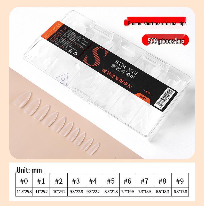 Jieliya Frosted Transparent Ultra-Thin Seamless Nail Tips - Full & Half Cover, No Etching, Size Supplement Included.