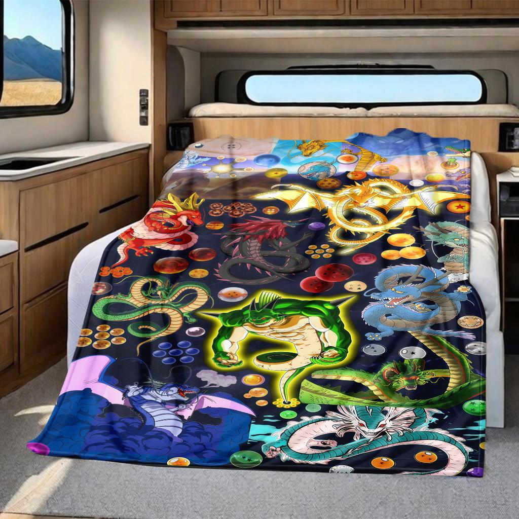 1PC DRAGON BALL  Print Flannel Blanket, High quality All Seasons, Home Decor, Warmth and Comfort, Perfect for Christmas Gifts