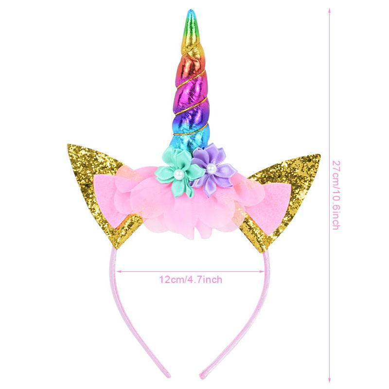 Unicorn Horn Headband Birthday Girl Sash Satin for Girl 1st Birthday Party Decoration Unicorn Theme Party Hair Band Baby Shower