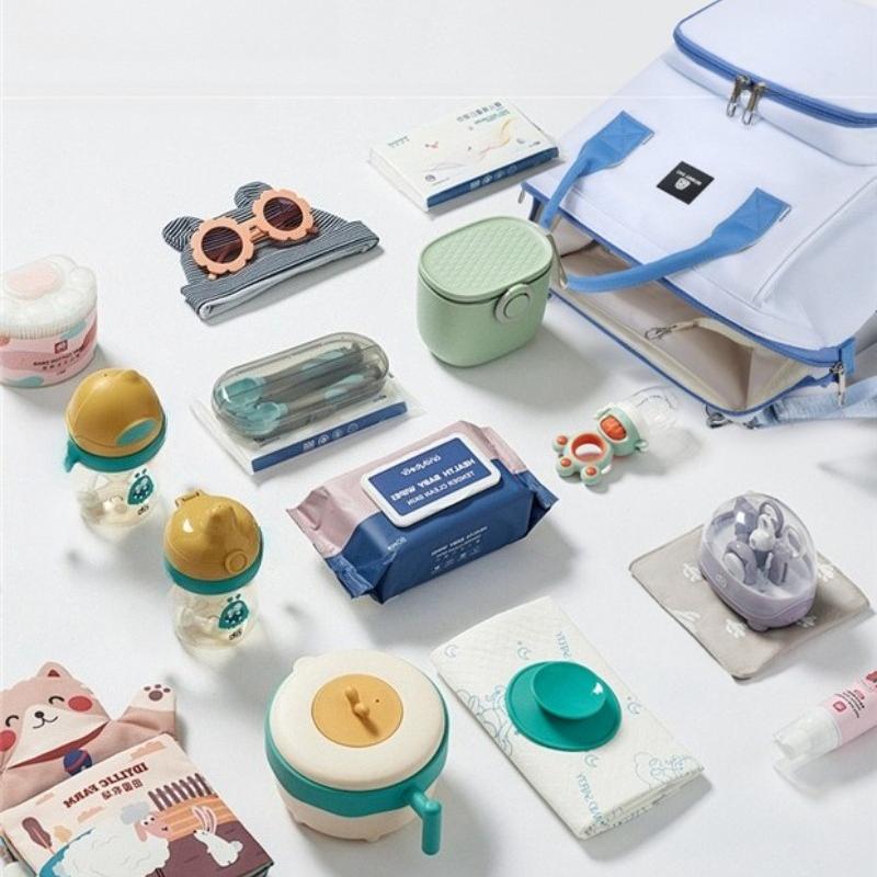 Solid Color Large Capacity Storage Mommy Bag, Lightweight Mother and Baby Backpack Baby Portable Waterproof Travel Diaper Bag for Going Out Handbag