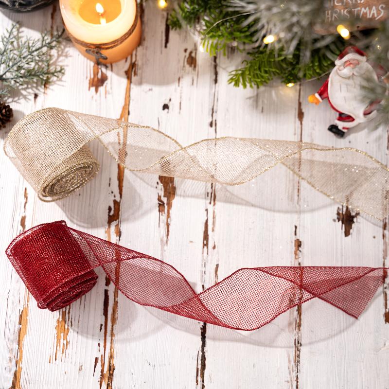 1 Roll Christmas Ribbon Diy Christmas Tree Decoration Wreath Decoration Gift Packaging Decoration Ribbon