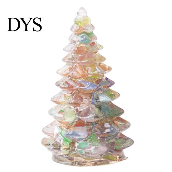 Xmas Tabletop Figurine Resin Christmas Tree Figurine, Crystal Desktop Ornament, Creative Gift Miniature Holiday Decoration for Home Office,