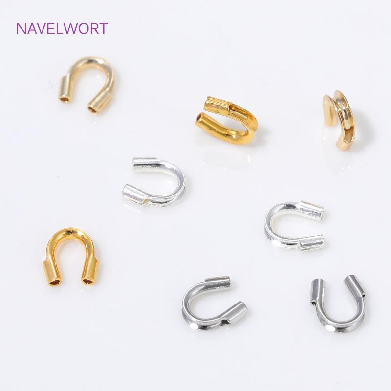 50/100pcs 18K Gold Plated Brass Wire Guard Guardian Protectors Loops U Shape Clasps Connector,DIY Jewelry Making Accessories