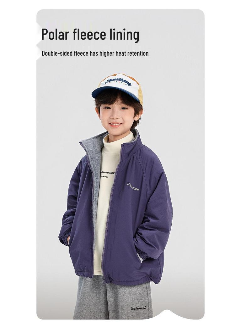 Boys' Fleece-Lined Jacket - Fairy Tale Memory, Autumn-Winter 2025 Collection, Medium-Large, Thickened Winter Wear.