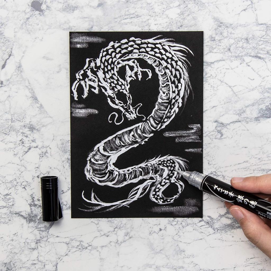 Pentel Brush Pentel Brush Pen Silver Tip Pen, XGFH-Z