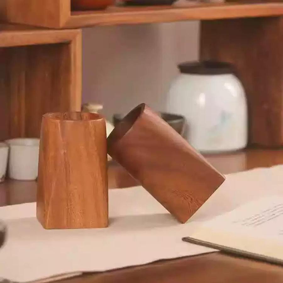 Vintage Wood Pen Holder Minimalist Large-capacity Storage Pencil Box Portable Makeup Brush Holder Table Organizer Pot