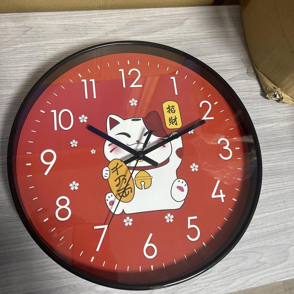 Wall Clock Chinese Year Decor 12inch Decorative Art Hanging for Home Cafe Shop Room