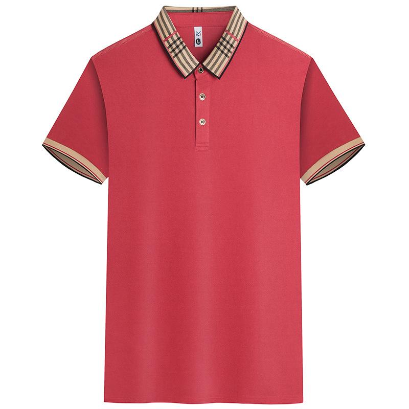 

Летняя мужская рубашка поло с короткими рукавами, деловая повседневная легкая роскошная футболка с лацканами, дышащий повседневный универсальный топ S красный