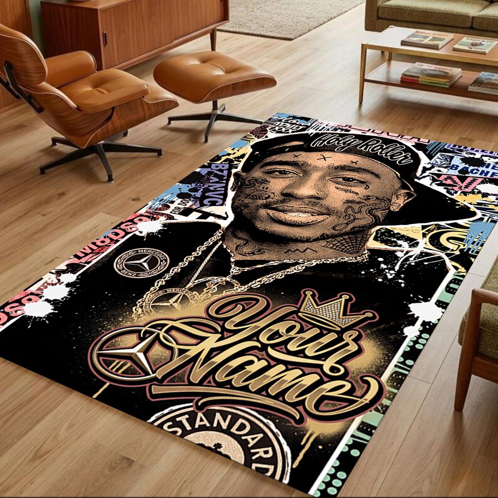2pac Customize Your Name Carpet Perfect for Game Room Living Rooms Bedrooms Kitchen Antislip Carpet Decorate Offices Perfect Gift for Friends & Family