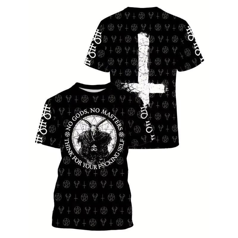 Horror Death Satan Pattern T shirts For Men/Women 3D Print Street Trend T-shirts Summer Oversized Man Clothing Short Sleeve Tops