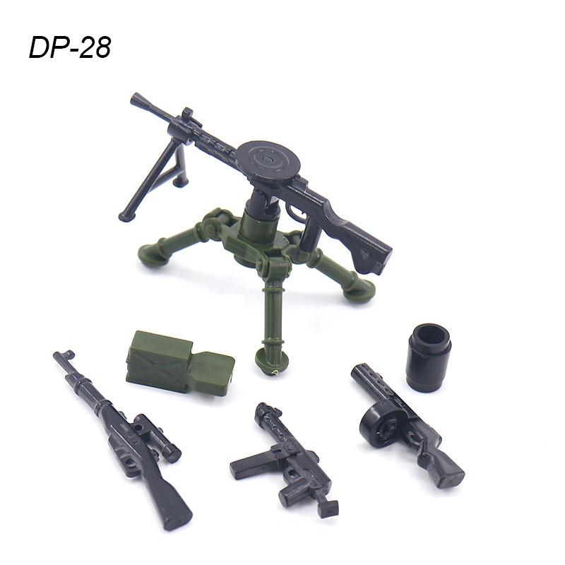 WW II Army Figures Accessory Parts Brick Playset WW2 Soldiers Army Warrior SWAT Police SWAT Machine Gun Scale Ratio Model Block Bricks Toys Playsetss