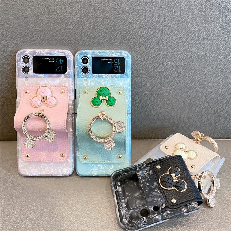 Shell Pattern Mickey Ring for Samsung Zflip6/4 Mobile Phone Case Folding Screen Zflip5/3 Silicone Case