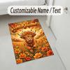 Cow Highland Theme Crystal Velvet Rug Personalized Custom Name Text Soft Floor Mat Home Decor