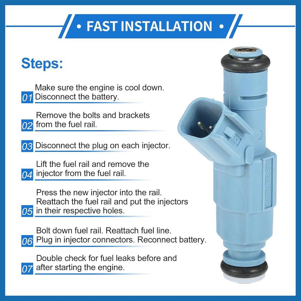 Fuel Injector Compatible for Dodge for Ram 1500 02-07 4.7L for Dodge Dakota 01-07 4.7L, Flow Matched Plastic Blue Fuel Injection Nozzle Item