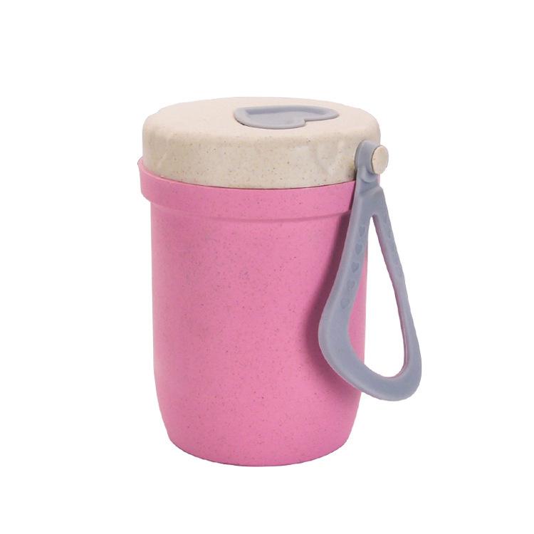 Microwaveable Wheat Straw Soup & Porridge Thermos Cup - Portable, Sealed Breakfast Gift for Students
