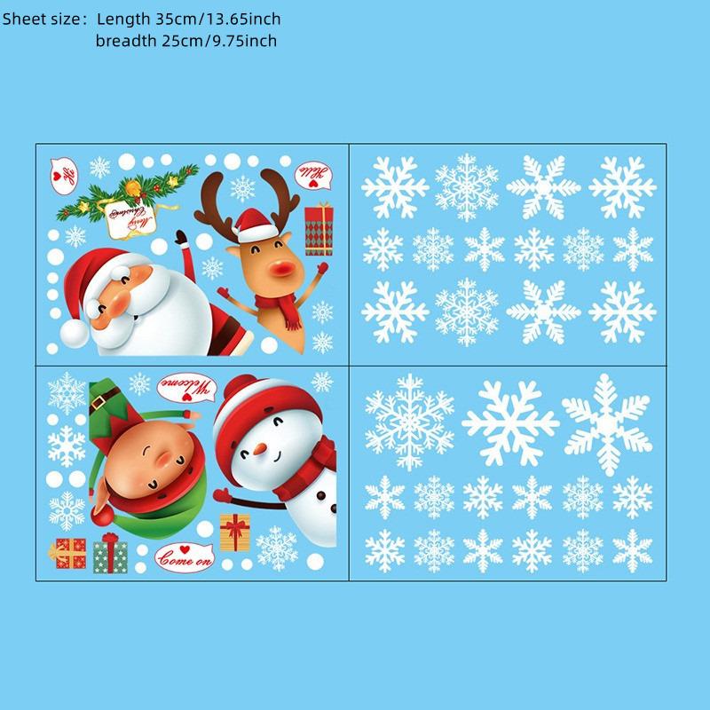 4/6pcs Window Stickers Cartoon Merry Christmas Santa Claus Xmas Tree Glass Decal Christmas Decorations for Home 2025 New Year