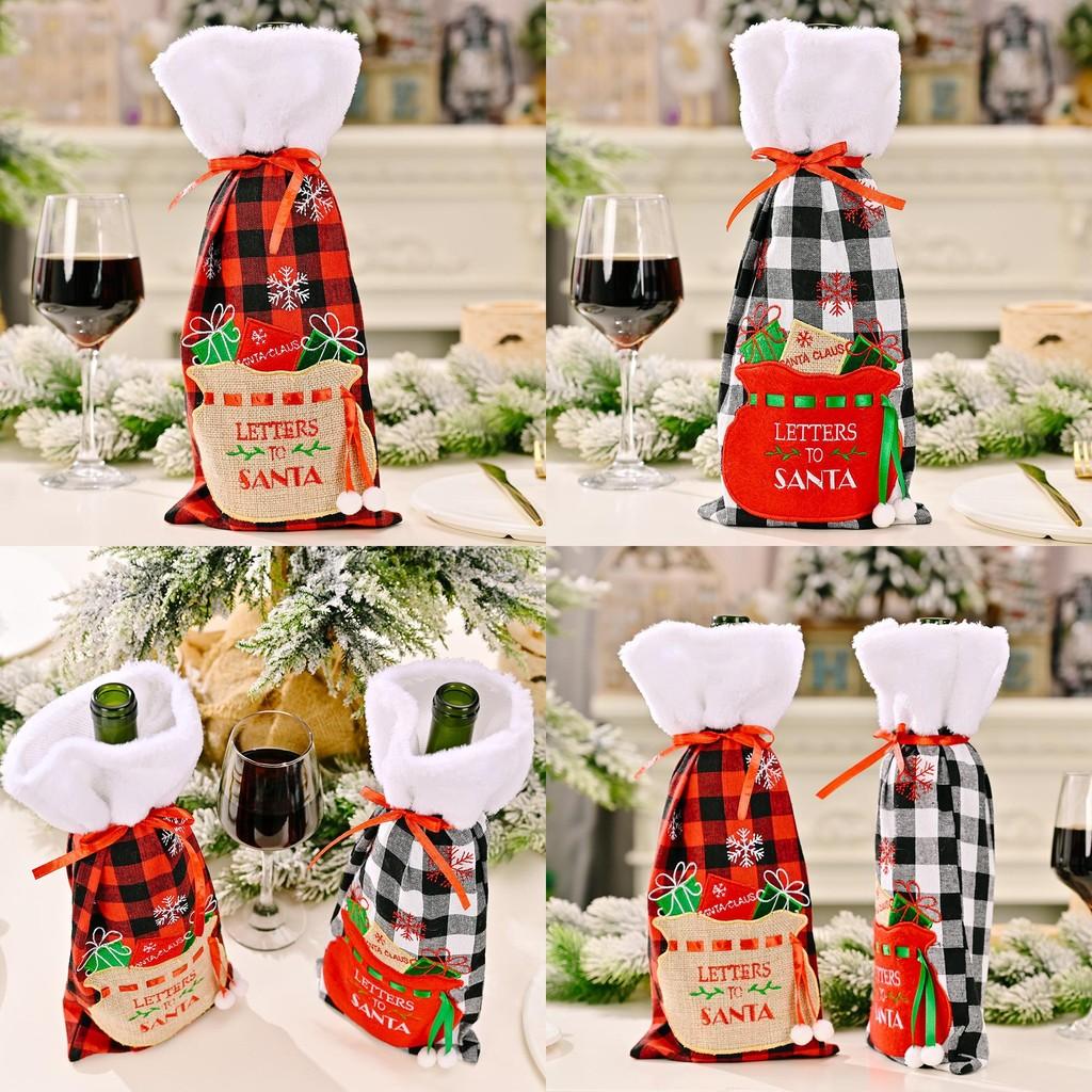 Christmas Plaid Stylish Wine Bottle Wraps In Eyecatching Red Black And Variants White