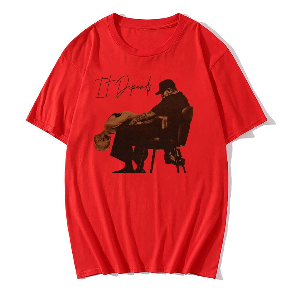 Rapper Chris Brown It Depends T-shirt Men Women Hip Hop Fashion Pop Music T Shirts Casual Cotton Vintage Trendy T-shirts Clothes