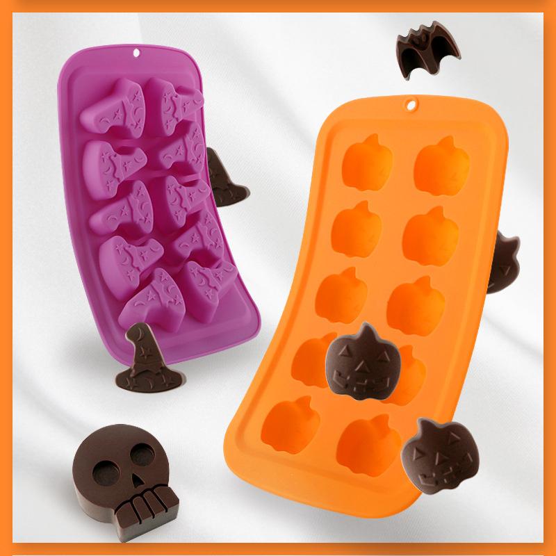 3D Cake Mold Halloween Skull Wizard Hat Pumpkin Shape Candy Chocolate Mold DIY Baking Cake Decorating Tool