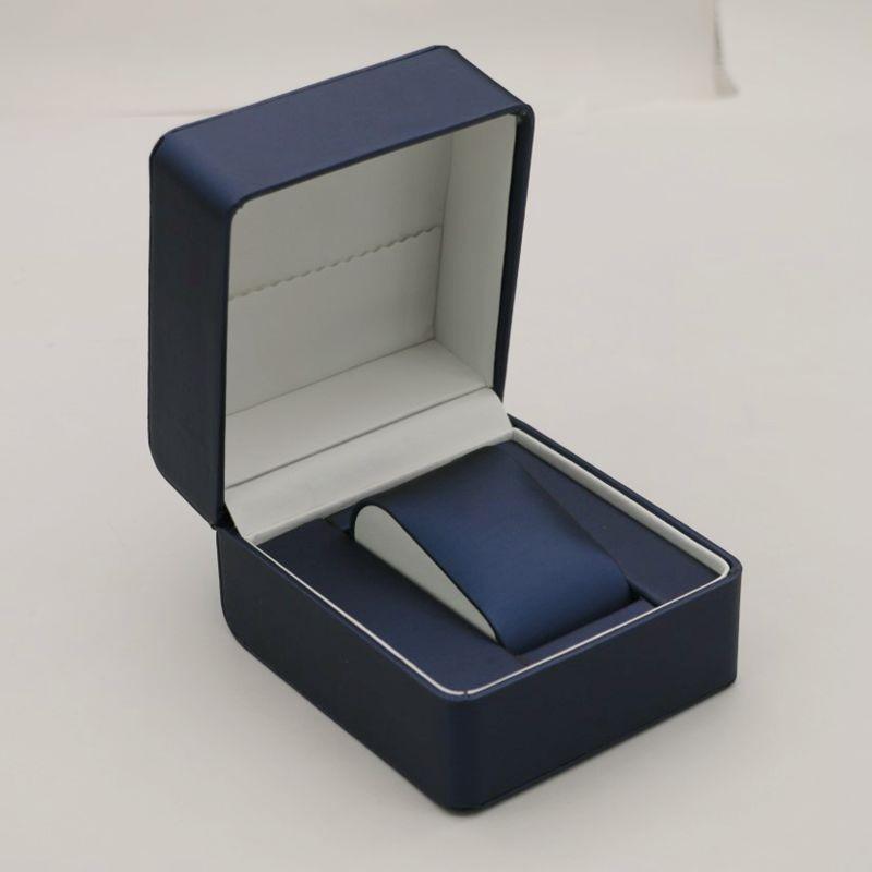 Rounded Corner PU Leather Single Watch Storage Box with Threaded Flip Cover