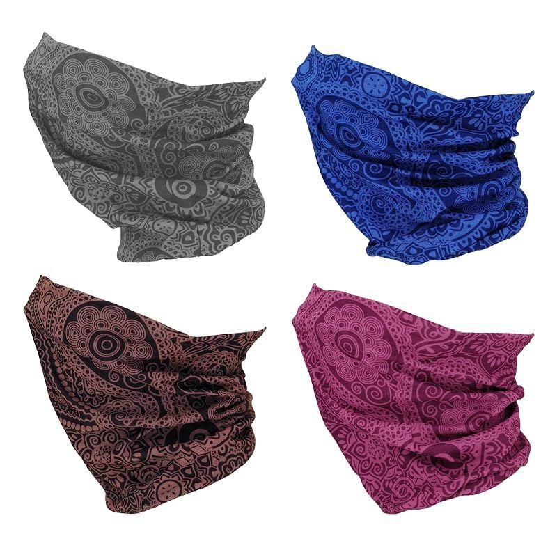 Used [NEW] [SMEHCF] Multipurpose Bandanas 4pcs for Women Men Headband Balaclava Hair Head Scarf Face Half Airsoft Paintball Mask Neck Gaiter