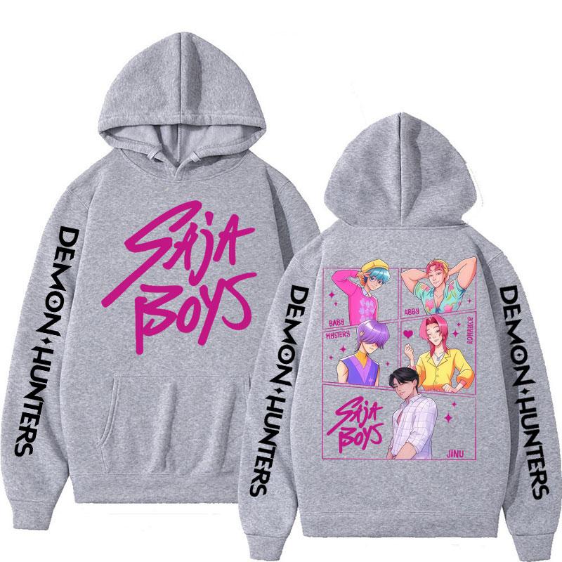 Anime KPop Lovci démonů Saja Chlapecké mikiny Pánské Dámské Trendy Harajuku Mikina Dlouhý rukáv Volná Fleecová Ležérní Streetové oblečení