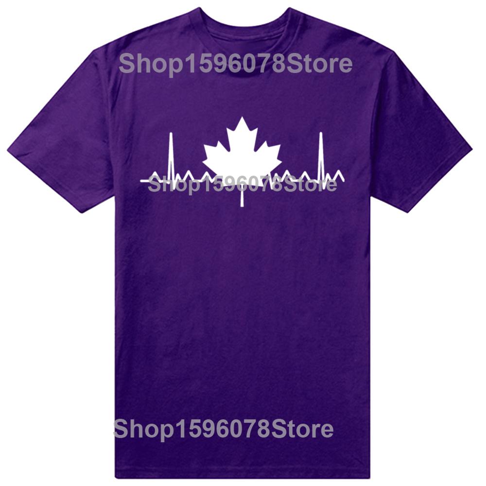 

Funny Canada Maple Leaf Heartbeat T Shirts Cotton Streetwear Short Sleeve Gifts Mens Fashion Casual Loose Canadian T Shirt 4XL