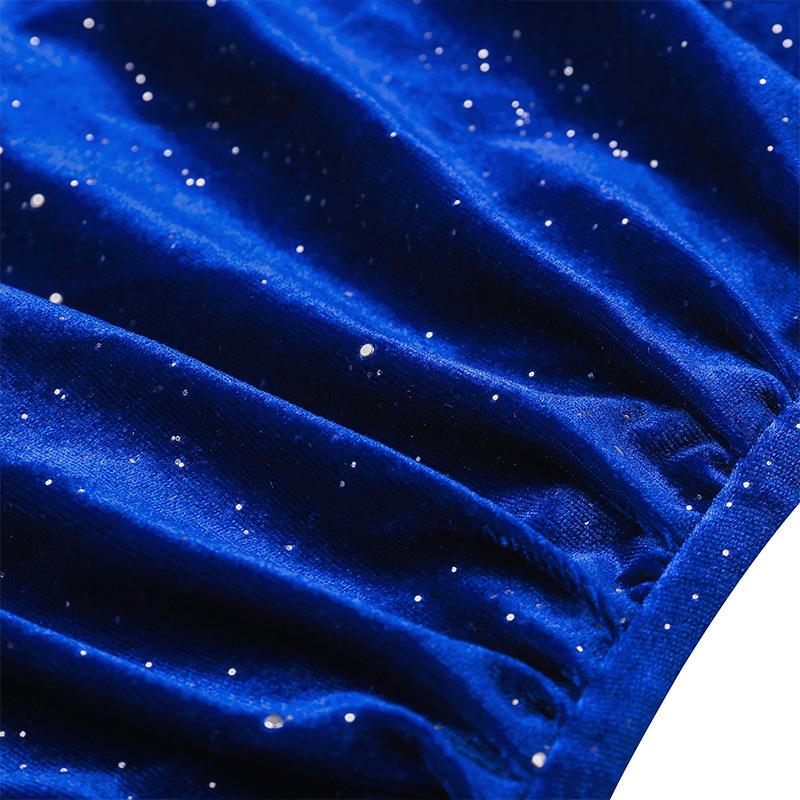 YYFS Women's Fashion Fall Winter Solid Color Print Long Sleeve V-Neck High Waist Cocktail & Evening Dresses