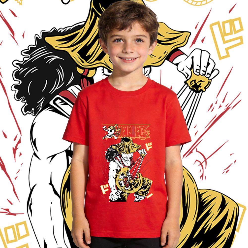 One Piece Usopp Anime Print Boys Girls Cotton T Shirt Casual Short Sleeve Kids Summer Top Soft Breathable Daily Wear