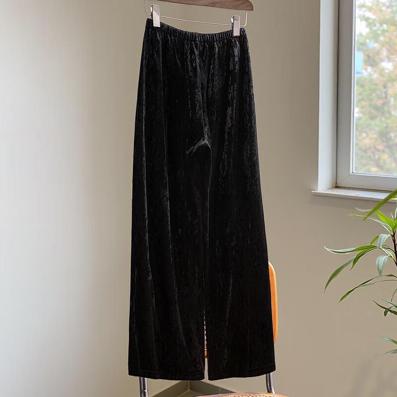 Women's Solid Color Retro Drapey Wide-Leg Warm Pants