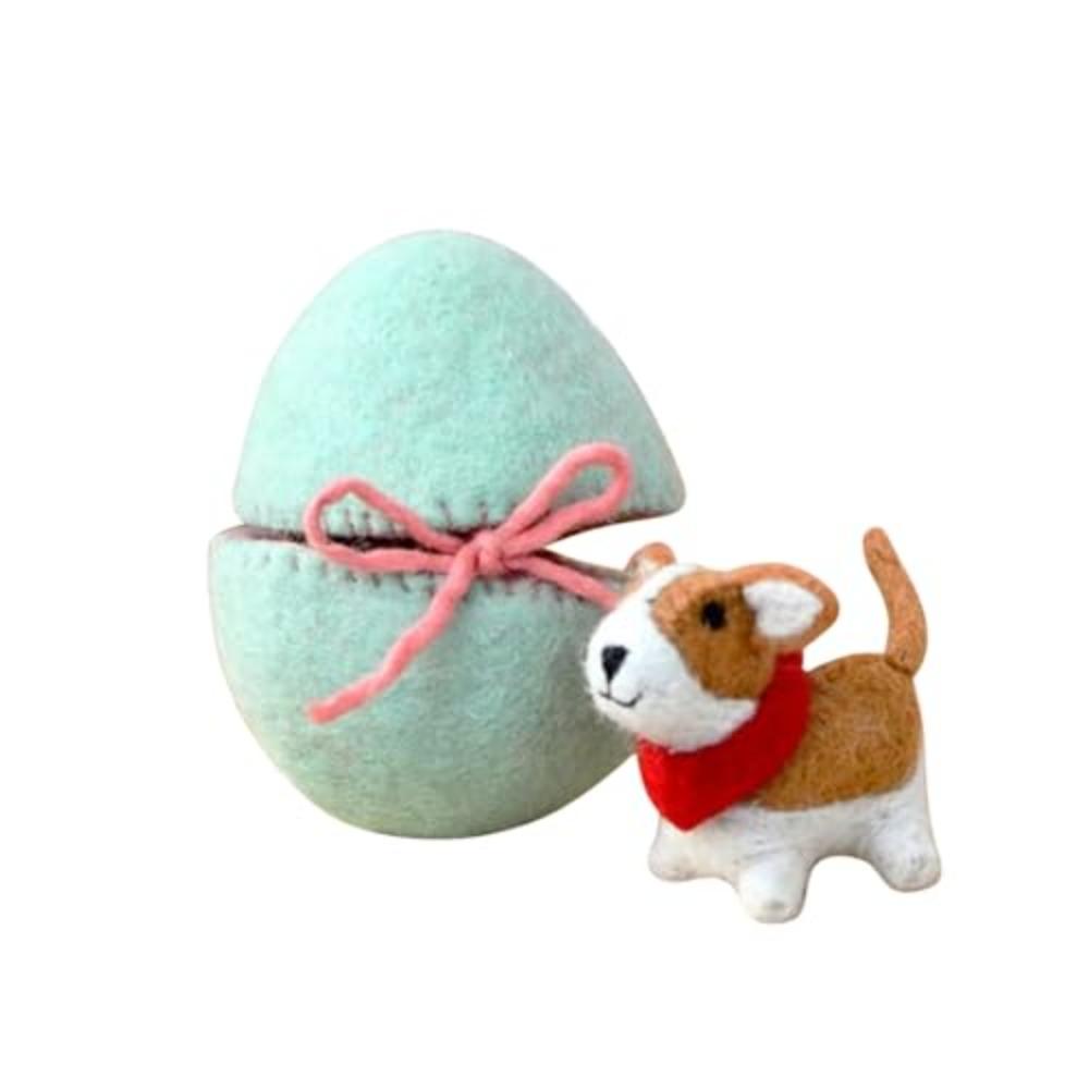 Новое шерстяное фетровое Пасхальное яйцо-сюрприз с ягненком внутри Маленькие животные Фетровое яйцо-сюрприз Ручная работа Пасхальные подарки Украшение для домашней вечеринки