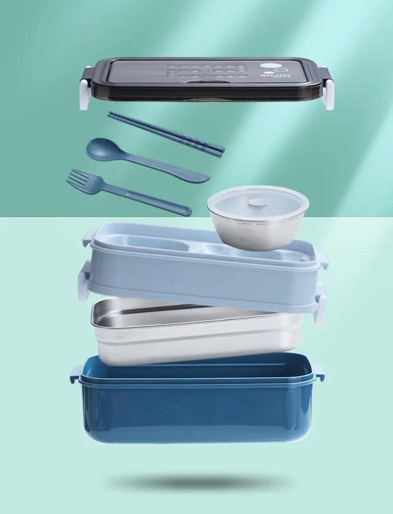 Lunchbox, Bento-Box für Studenten, Büroangestellte, doppellagiger Mikrowellen-Heiz-Lunchbehälter, Lebensmittelaufbewahrungsbehälter