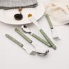 16 Pieces Color Handle Flatware Eating Utensils, Stainless Steel Tableware Rivet ABS Handle Design, Knives Forks Spoons for Home, Service for 4