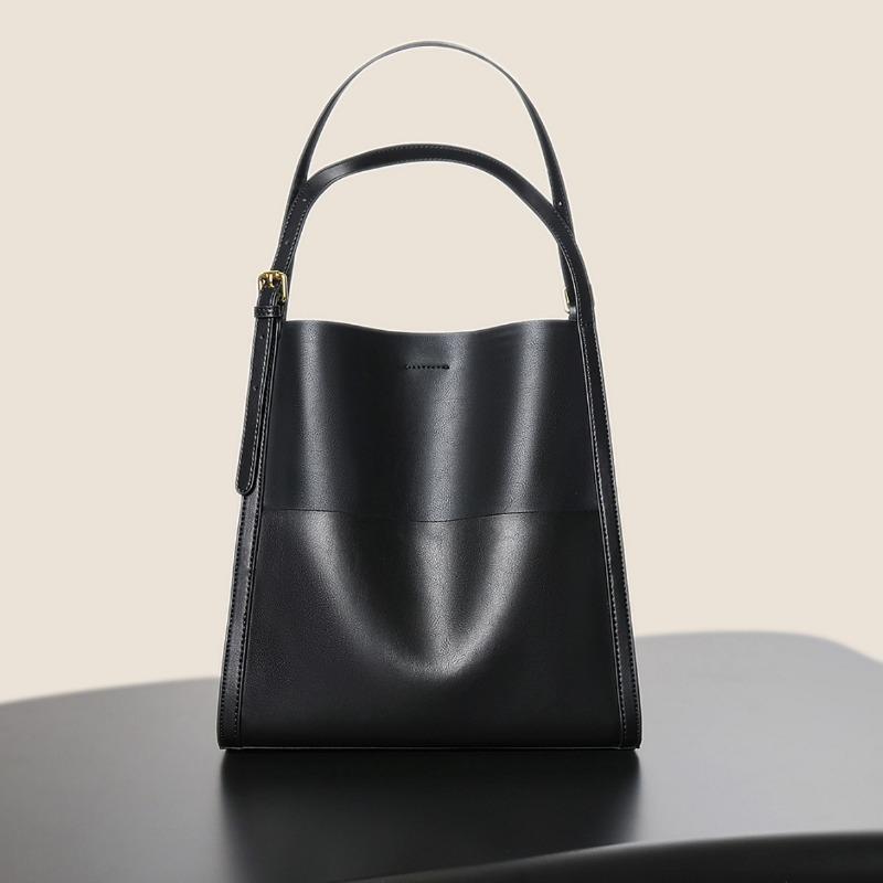 Echtleder Damen Tasche Nische Einzelschultertasche Bucket Bag Modische und Vielseitige Pendler Tragetasche