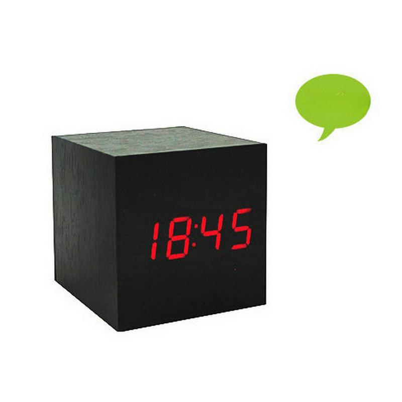 Wood Clock Creative Electronic Clock Square Digital Clock Mini Small Alarm Clock Thermometer Bedside Clock