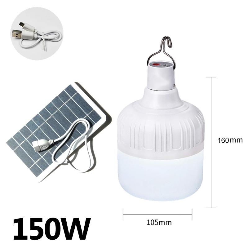 LED Emergency Lights Outdoor USB Rechargeable with Solar Panel Portable Lanterns Hanging Camping Energy Saving Bulb Garden Tent