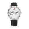 [Moncross] Moncross 42mm Men's Dual Time Leather Wristwatch MS17110M-WT