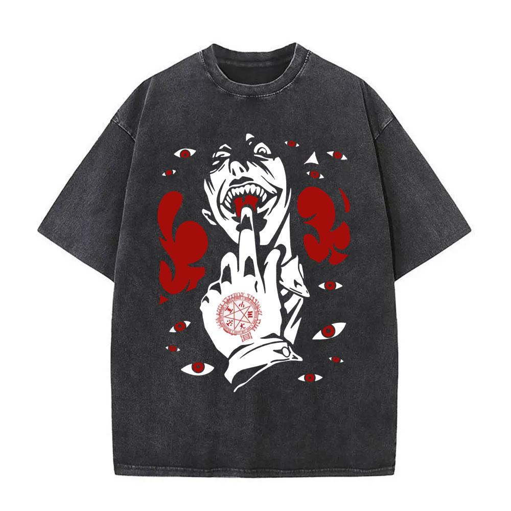 Washed Vintage Anime Hellsing Abraham Van Helsing Vampire Alucard Double Sided Print Tshirts Unisexs s Unisexga Oversized T Shirts
