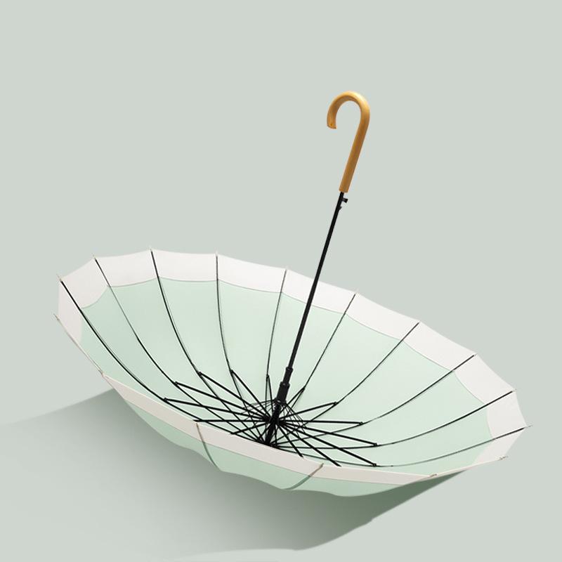 16-Rib Long-Handle Japanese Style Curved Parasol - Customizable Advertising Umbrella