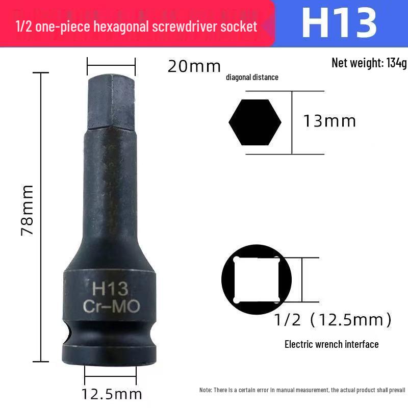 Hex 1/2" Air Impact Wrench Set with One-Piece Bit, Pneumatic Screwdriver, and Torx Socket