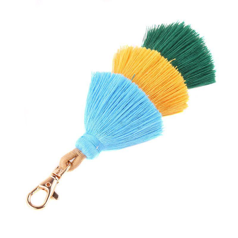 Three-Layer Cotton Tassel Pendant Bag Ornaments Ethnic Style Fashion Keychain Bohemia 3-Layer Tassel Pendant