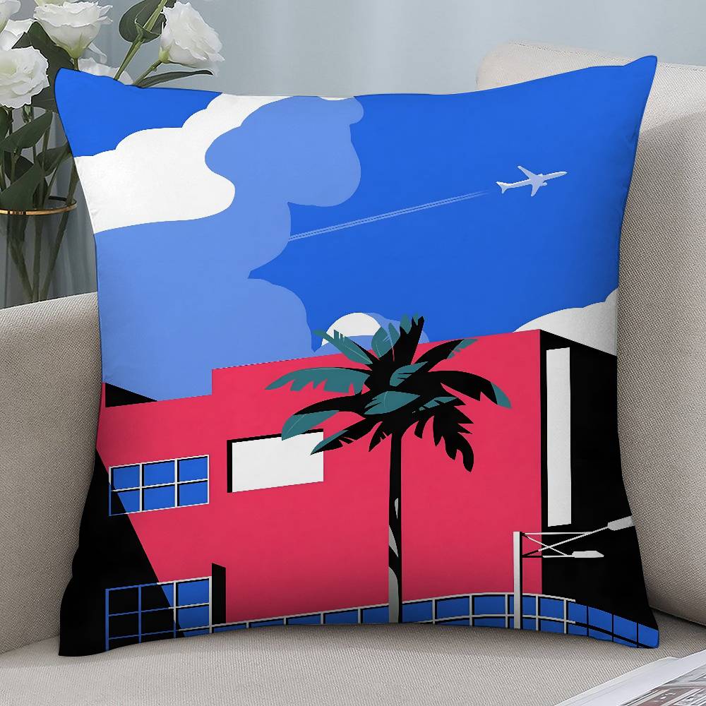 Vintage Simple Style Pillow Case Short Plush Double-sided Print Square Throw Pillow Covers Sofa Home Cushion Decor