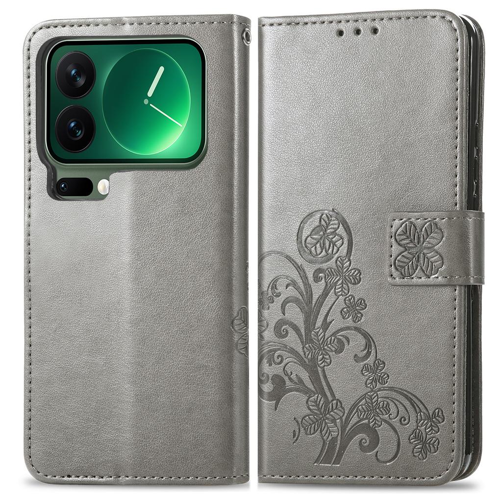 For Xiaomi 17 Pro Max Leather Case Four-Leaf Clover Wallet Phone Cover