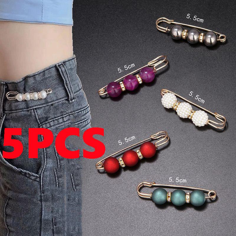 Faux Pearl Brooches Set Fashion Vintage Women Sweater Dress Waist Buckle Jeans Button Clothes Accessories Gifts