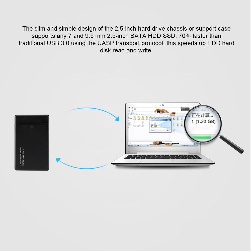 W25a831 2.5 USB3.1 Type C SATA Mobile Scratch resistant Hard Disk Case HDD Enclosure(Black) (Not Inclube Hard Disk)