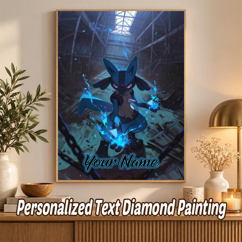 Lucario Custom Name Diamond Painting Personalized 5D Full Drill DIY Diamond Art Home Decor