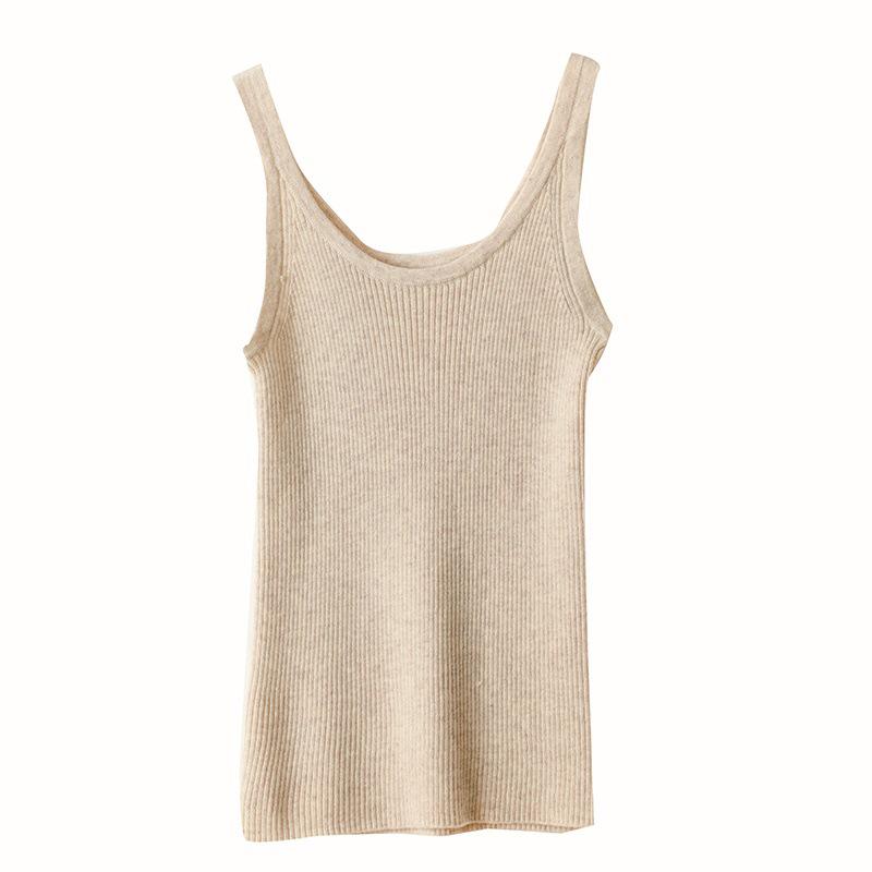 Women's Knitted Color Camisole Vest: Slim, Sleeveless Bandau Top for Layering