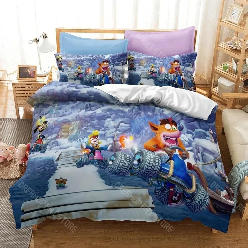 3D Print Classic Game Crash Bandicoot Cartoon Duvet Cover Set 3D Print Comforter Bedclothes for Boy Girl Bedding Sets Bedroom