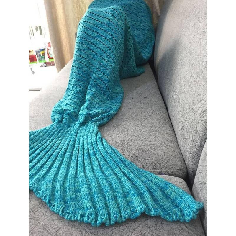 Tail Mermaid Fish Knitted Blanket Warm Solid Color Quilt Bedroom Gift Fashion